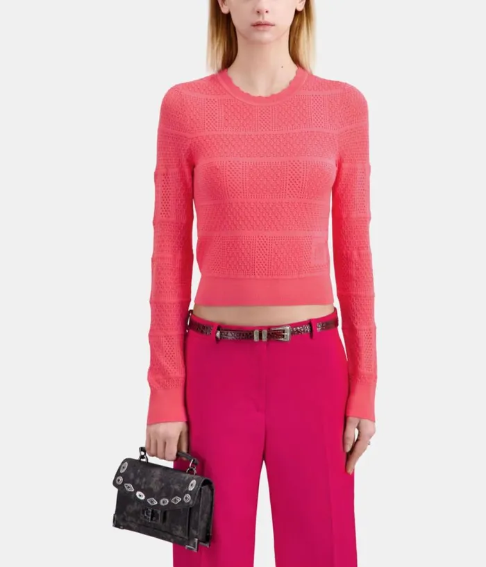 Women Sweaters THE KOOPLES Fuchsia Openwork Knit Sweater Women Sweaters THE KOOPLES Fuchsia Openwork Knit Sweater