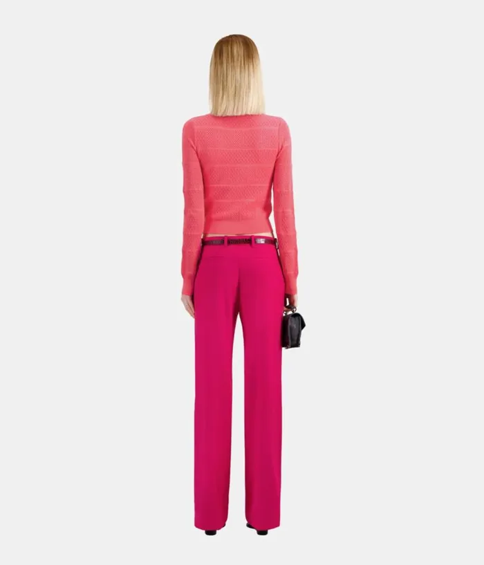 Women Sweaters THE KOOPLES Fuchsia Openwork Knit Sweater Women Sweaters THE KOOPLES Fuchsia Openwork Knit Sweater