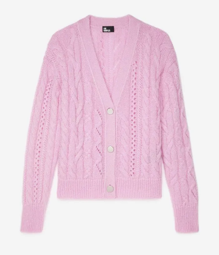 Women Sweaters THE KOOPLES Pink Cableknit Woolblend Cardigan