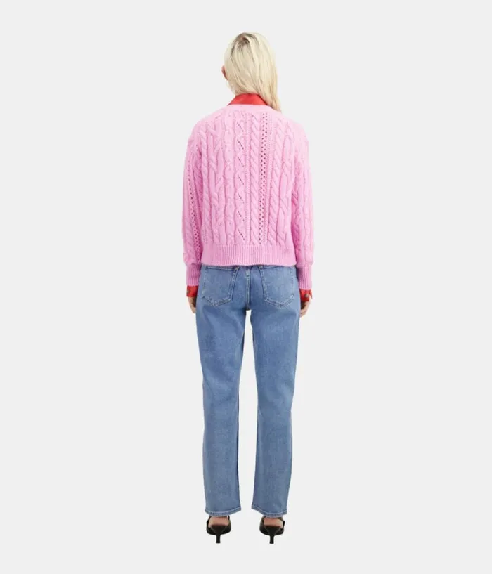 Women Sweaters THE KOOPLES Pink Cableknit Woolblend Cardigan Women Sweaters THE KOOPLES Pink Cableknit Woolblend Cardigan