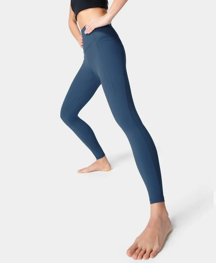 Women Sweaty Betty Super Soft Ribbed Yoga Leggings Nordic Blue Yoga Pants