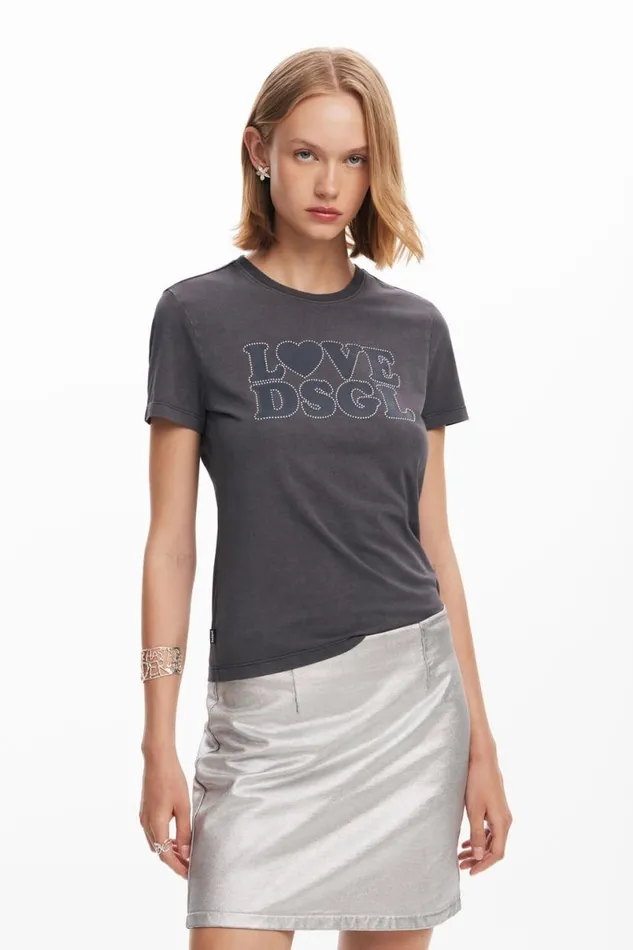 Women Tshirts Desigual Plain Tshirt Text
