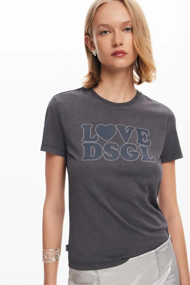 Women Tshirts Desigual Plain Tshirt Text