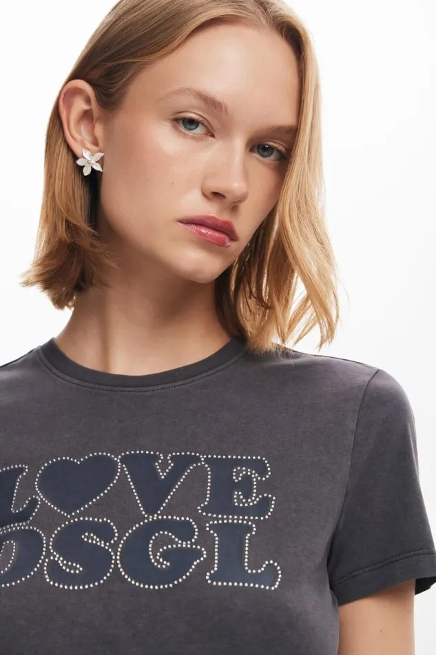 Women Tshirts Desigual Plain Tshirt Text