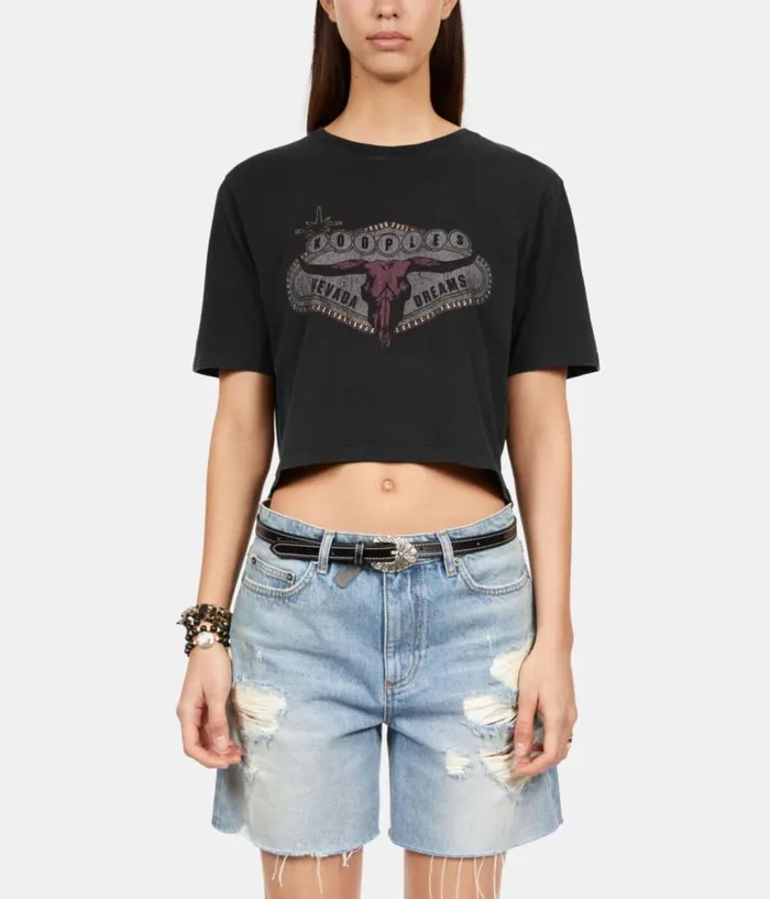 Women Tshirts THE KOOPLES Black Tshirt With Nevada Dreams Serigraphy Women Tshirts THE KOOPLES Black Tshirt With Nevada Dreams Serigraphy