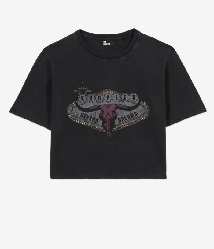 Women Tshirts THE KOOPLES Black Tshirt With Nevada Dreams Serigraphy Women Tshirts THE KOOPLES Black Tshirt With Nevada Dreams Serigraphy