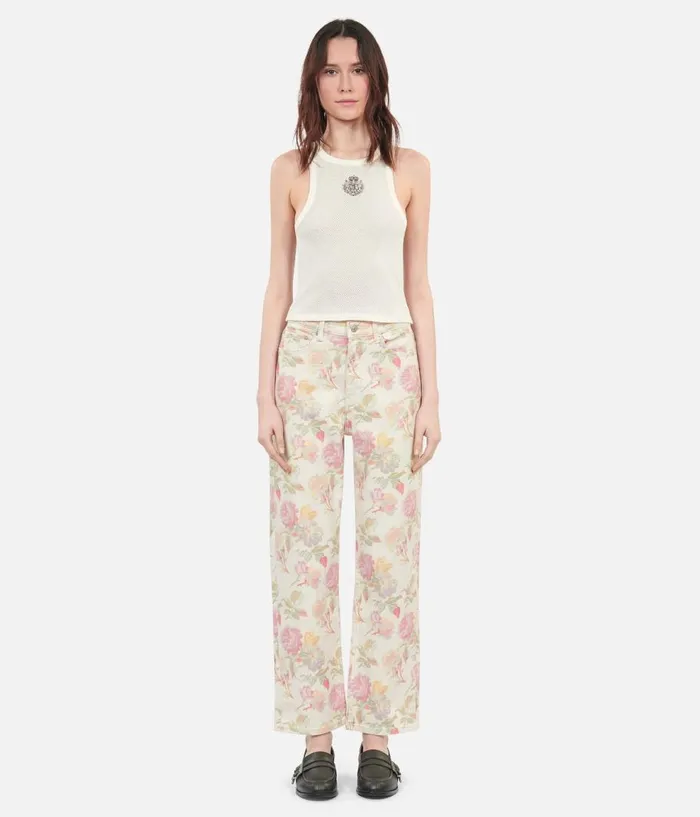 Women Tshirts THE KOOPLES Blazon Ecru Tank Top Women Tshirts THE KOOPLES Blazon Ecru Tank Top