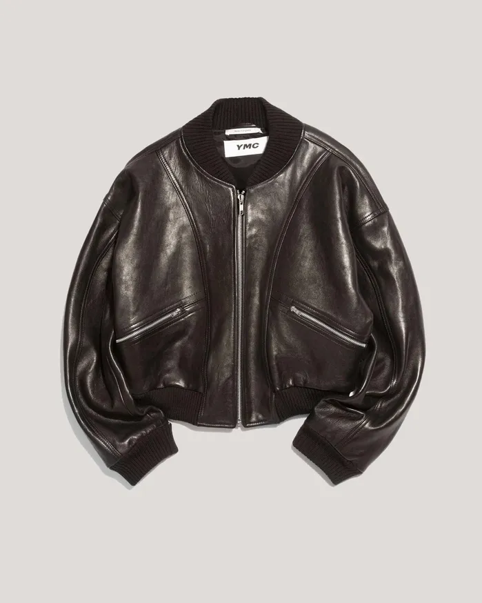 Women Tenor Leather Jacket Black YMC Outerwear