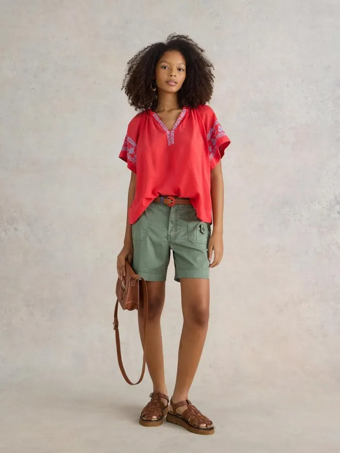 Women TOPS and TEES White Stuff Anna Cotton Embroidered Top Orange Multi Women TOPS and TEES White Stuff Anna Cotton Embroidered Top Orange Multi