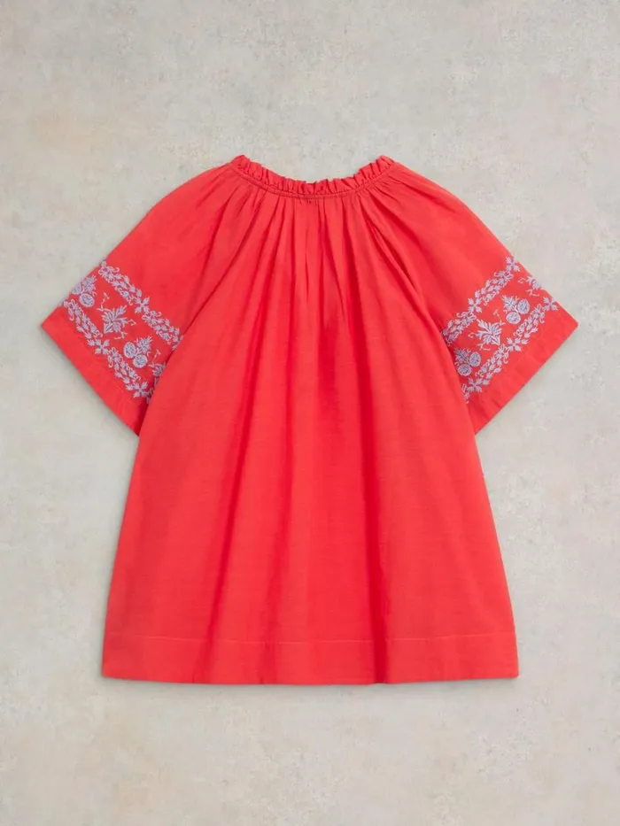 Women TOPS and TEES White Stuff Anna Cotton Embroidered Top Orange Multi Women TOPS and TEES White Stuff Anna Cotton Embroidered Top Orange Multi