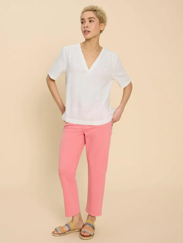 Women TOPS and TEES White Stuff Elodie Linen Blend Top Natural White