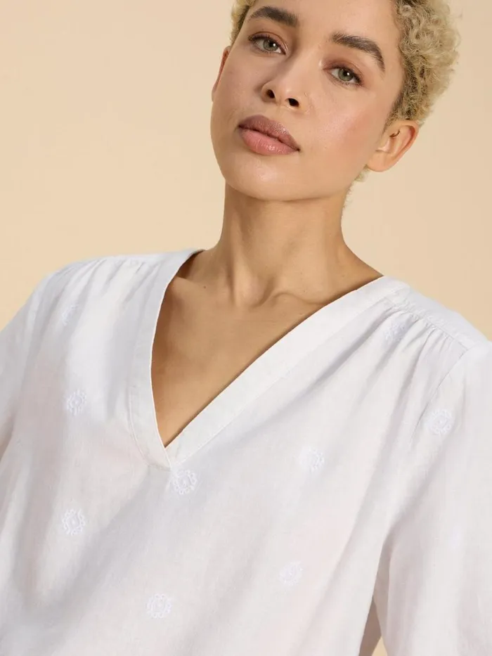 Women TOPS and TEES White Stuff Elodie Linen Blend Top Natural White Women TOPS and TEES White Stuff Elodie Linen Blend Top Natural White
