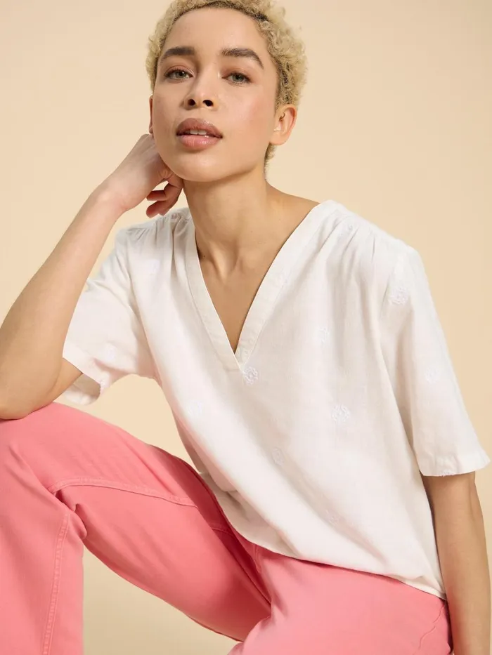 Women TOPS and TEES White Stuff Elodie Linen Blend Top Natural White Women TOPS and TEES White Stuff Elodie Linen Blend Top Natural White