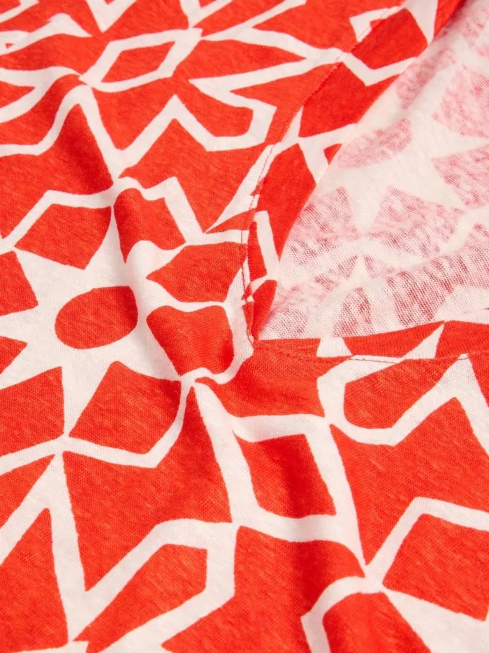 Women TOPS and TEES White Stuff IVY LINEN TEE Red Print Women TOPS and TEES White Stuff IVY LINEN TEE Red Print