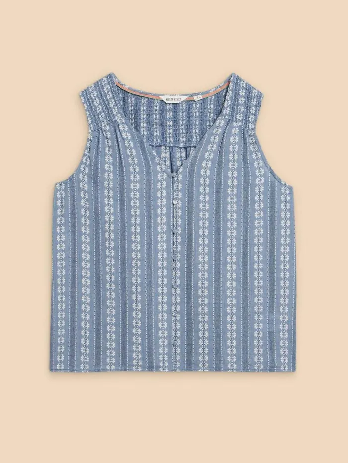 Women TOPS and TEES White Stuff Rhiannon Organic Cotton Vest Blue Multi Women TOPS and TEES White Stuff Rhiannon Organic Cotton Vest Blue Multi