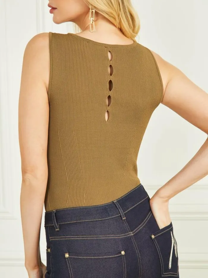 Women Tops And Sweaters Marciano Aretha Ribbed Sleeveless Top English Cake Women Tops And Sweaters Marciano Aretha Ribbed Sleeveless Top English Cake