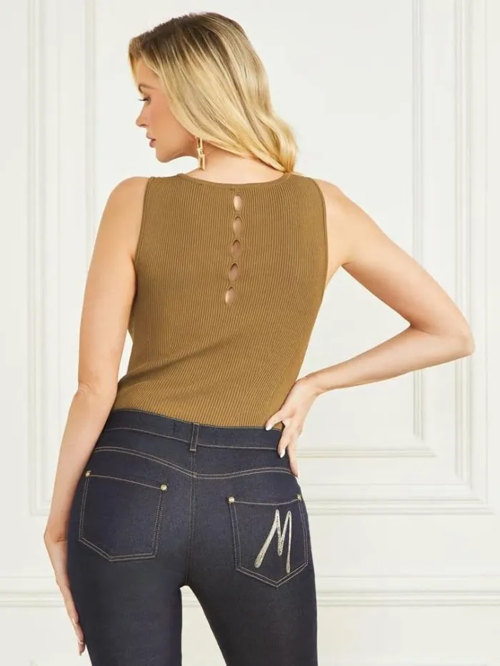 Women Tops And Sweaters Marciano Aretha Ribbed Sleeveless Top English Cake Women Tops And Sweaters Marciano Aretha Ribbed Sleeveless Top English Cake