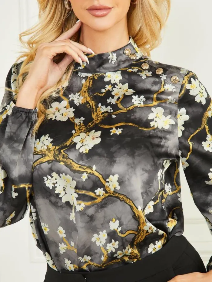 Women Tops And Sweaters Marciano Blossom Blouse Blossom Black Cave Print Women Tops And Sweaters Marciano Blossom Blouse Blossom Black Cave Print