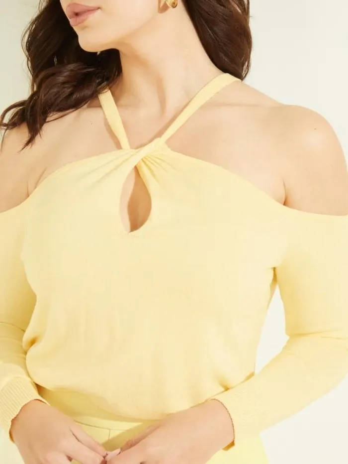 Women Tops And Sweaters Marciano Priya ColdShoulder Sweater Top Cornsilk Women Tops And Sweaters Marciano Priya ColdShoulder Sweater Top Cornsilk