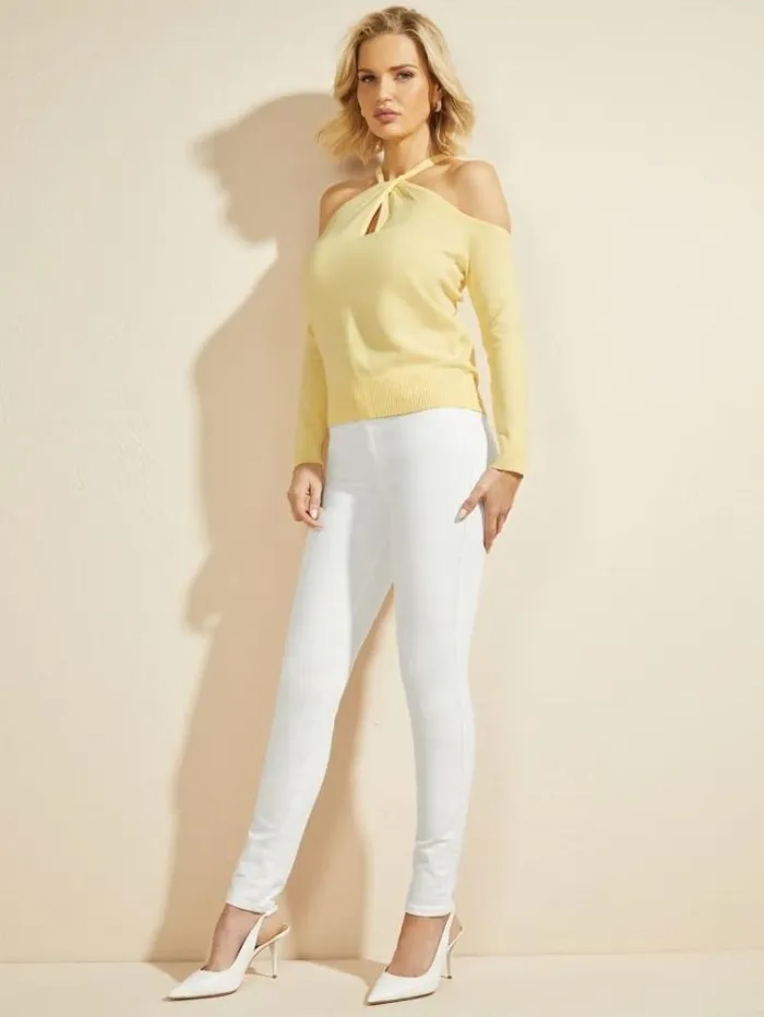 Women Tops And Sweaters Marciano Priya ColdShoulder Sweater Top Cornsilk Women Tops And Sweaters Marciano Priya ColdShoulder Sweater Top Cornsilk