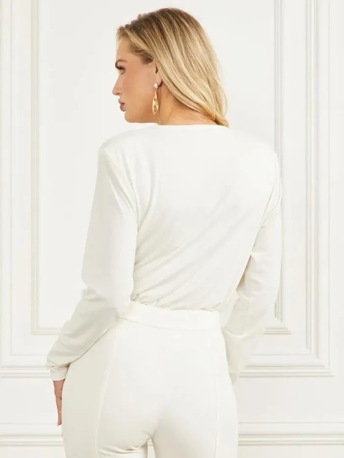 Women Tops And Sweaters Marciano Vamp Bodysuit Pale Pearl Women Tops And Sweaters Marciano Vamp Bodysuit Pale Pearl