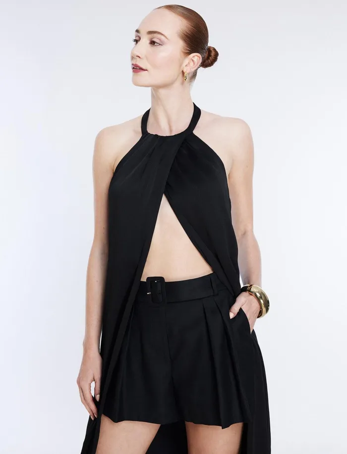 Women Tops BCBG Halter Tunic Top Black