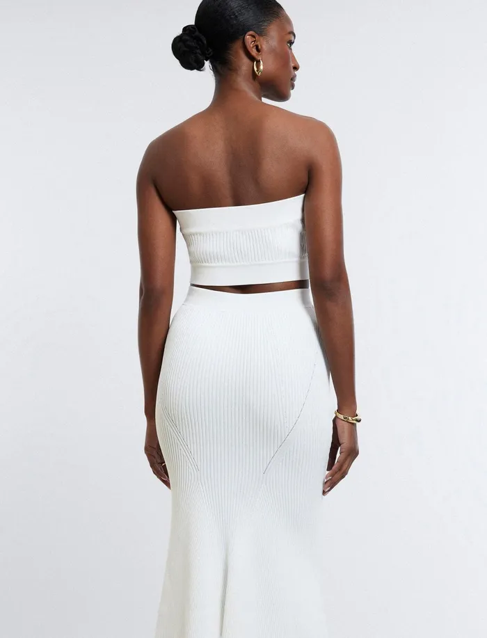 Women Tops BCBG Nova Strapless Knit Crop Top Gardenia