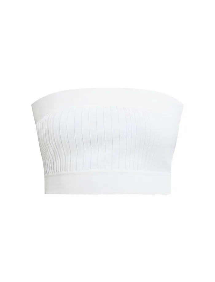 Women Tops BCBG Nova Strapless Knit Crop Top Gardenia