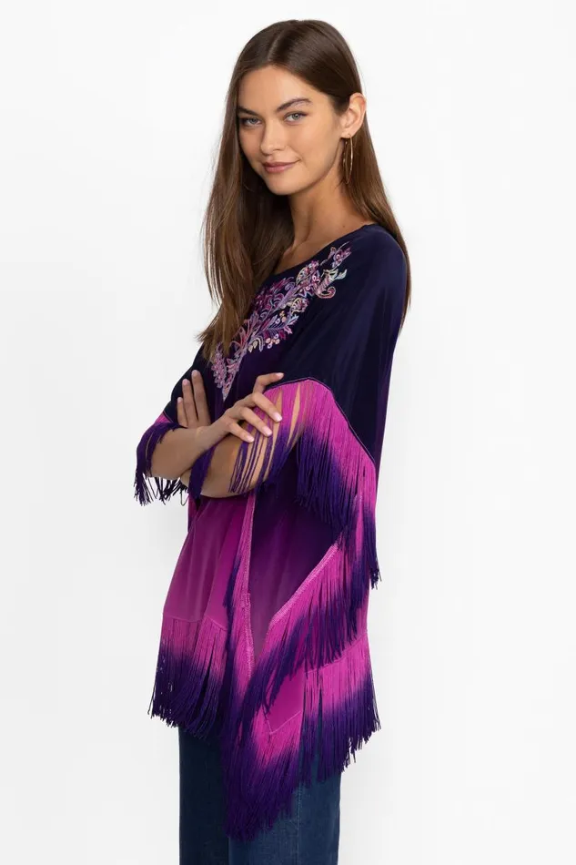 Women Tops Johnny Was ALANI OMBRE PONCHO Violet Indigo Women Tops Johnny Was ALANI OMBRE PONCHO Violet Indigo