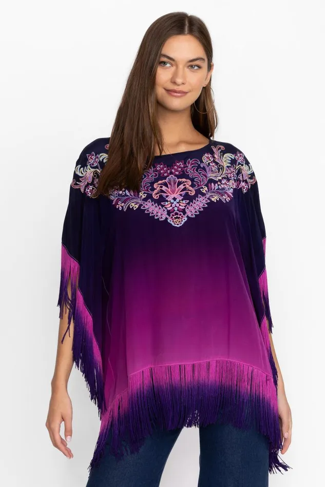 Women Tops Johnny Was ALANI OMBRE PONCHO Violet Indigo Women Tops Johnny Was ALANI OMBRE PONCHO Violet Indigo