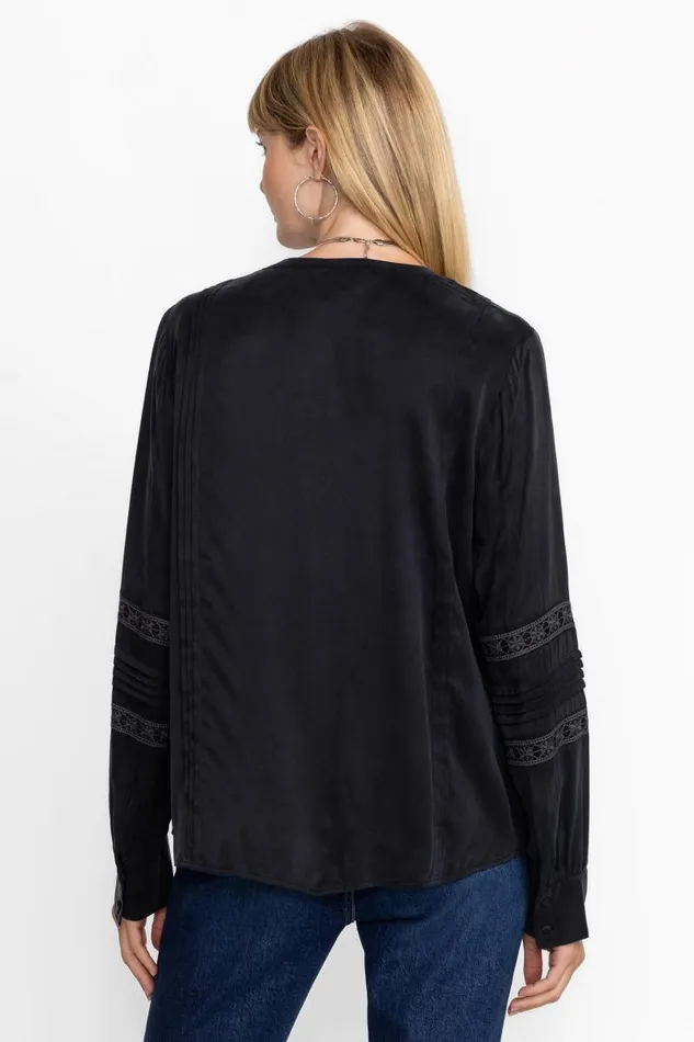 Women Tops Johnny Was PLEATED BUTTON DOWN TOP WITH SHIRRING Black Beauty Women Tops Johnny Was PLEATED BUTTON DOWN TOP WITH SHIRRING Black Beauty