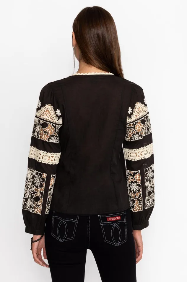 Women Tops Johnny Was RONNIE BUTTON DOWN BLOUSE Black Women Tops Johnny Was RONNIE BUTTON DOWN BLOUSE Black