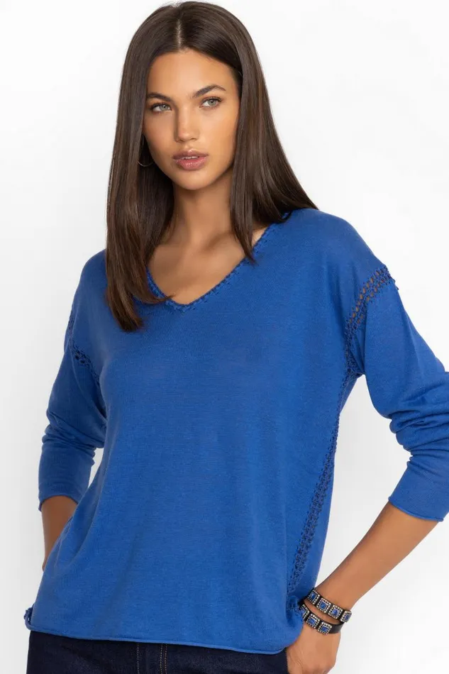 Women Tops Johnny Was THE LIGHTWEIGHT CLASSIC WHIPSTITCH PULLOVER Electric Blue