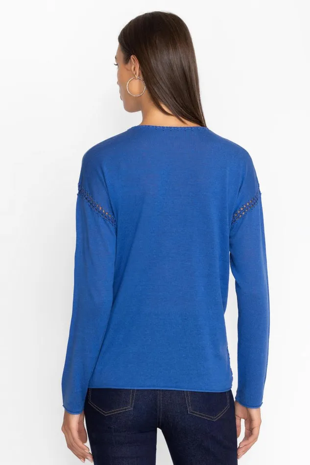 Women Tops Johnny Was THE LIGHTWEIGHT CLASSIC WHIPSTITCH PULLOVER Electric Blue Women Tops Johnny Was THE LIGHTWEIGHT CLASSIC WHIPSTITCH PULLOVER Electric Blue
