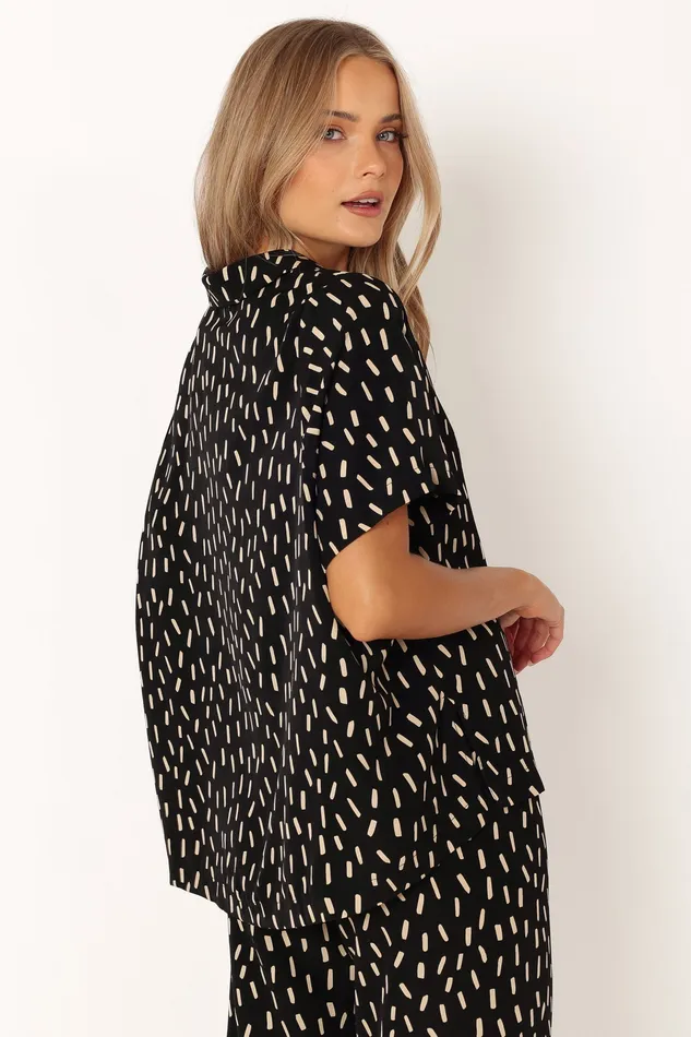 Women Tops petalandpup Bastian Short Sleeve Shirt 8211 Black Beige Black Beige