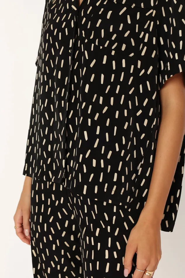 Women Tops petalandpup Bastian Short Sleeve Shirt 8211 Black Beige Black Beige