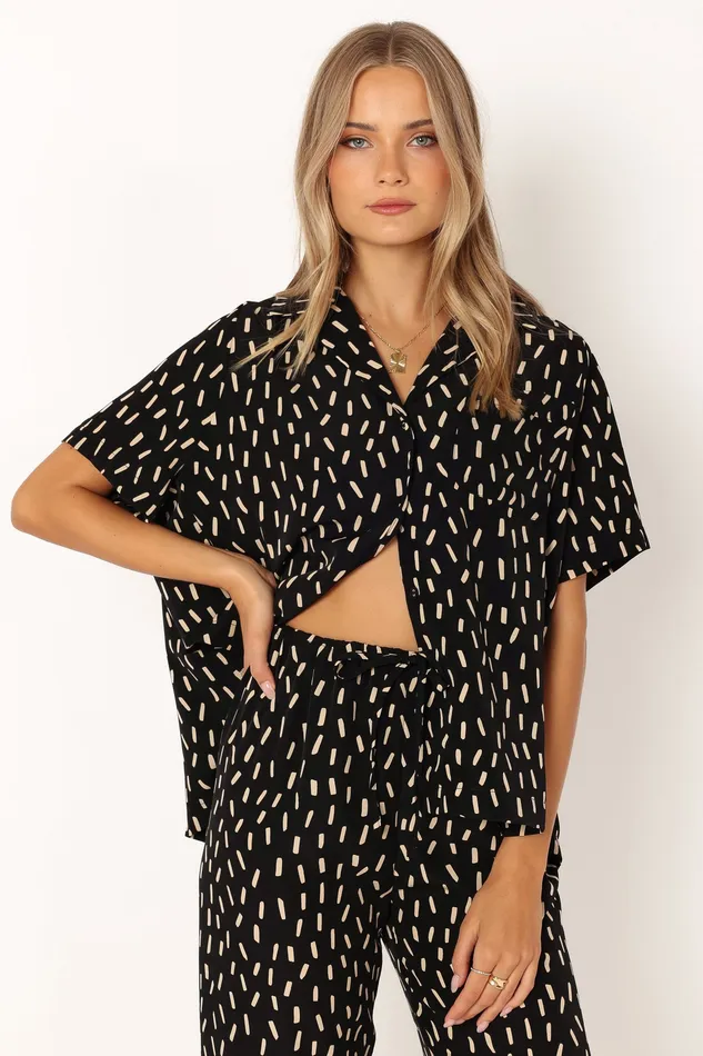 Women Tops petalandpup Bastian Short Sleeve Shirt 8211 Black Beige Black Beige