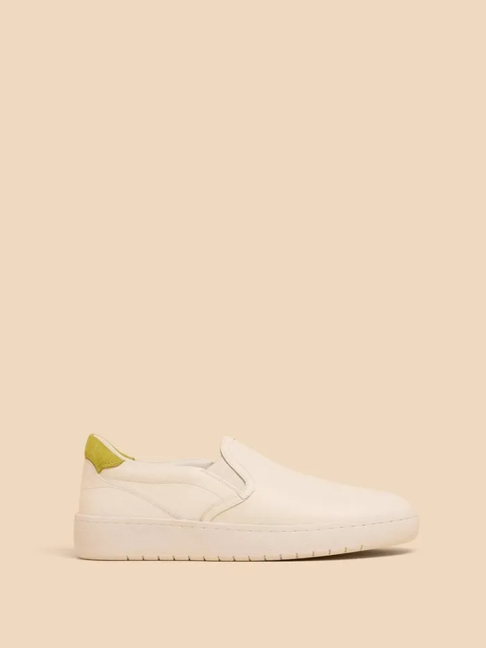 Women TRAINERS White Stuff Primrose Leather Slip On Brilliant White