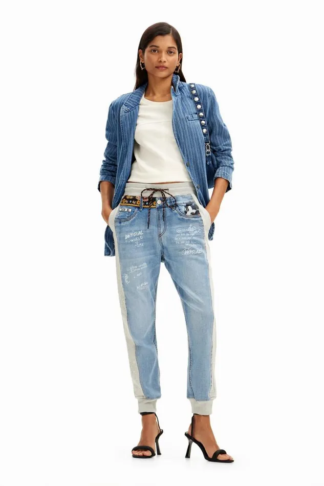 Women Trousers Desigual Disneys Mickey Mouse Jogger Jeans