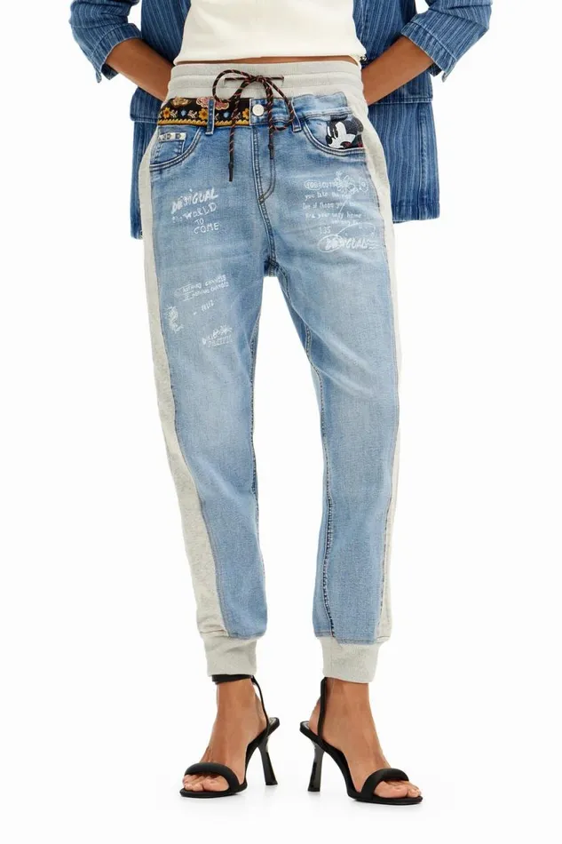 Women Trousers Desigual Disneys Mickey Mouse Jogger Jeans