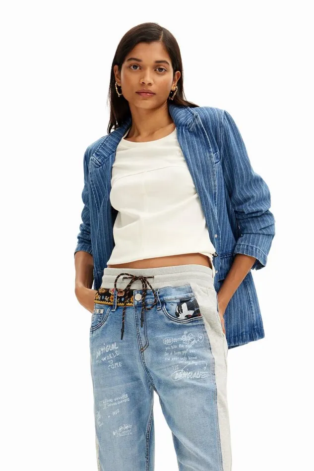 Women Trousers Desigual Disneys Mickey Mouse Jogger Jeans
