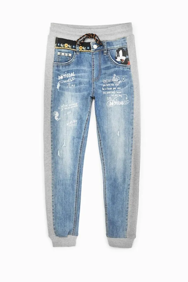Women Trousers Desigual Disneys Mickey Mouse Jogger Jeans