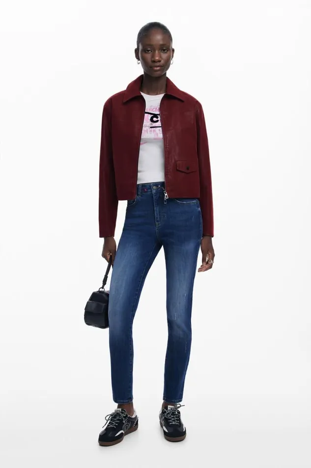 Women Trousers Desigual Embroidered Slim Jeans
