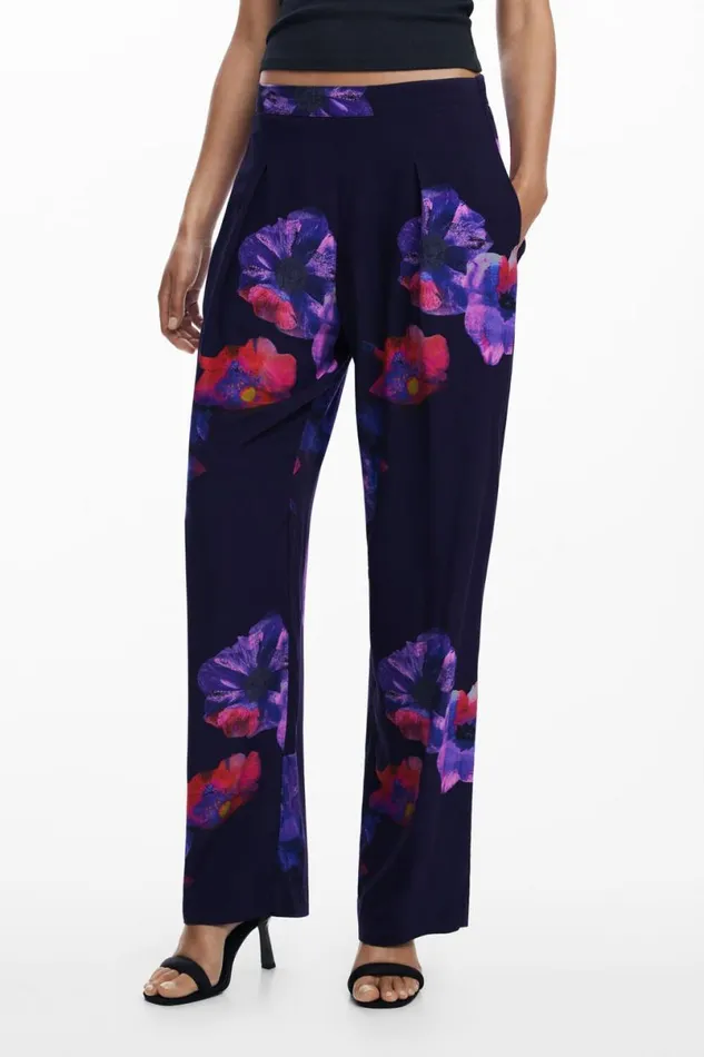 Women Trousers Desigual Flowy Floral Pants