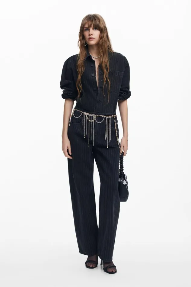 Women Trousers Desigual Straight Jeans With Topstitching