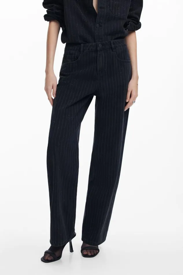 Women Trousers Desigual Straight Jeans With Topstitching