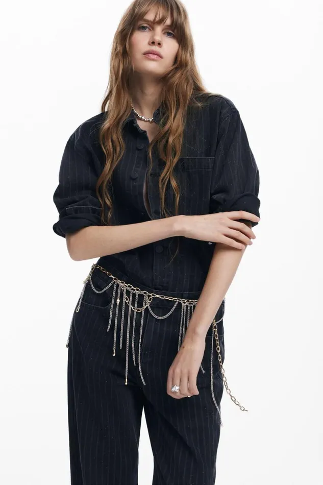 Women Trousers Desigual Straight Jeans With Topstitching