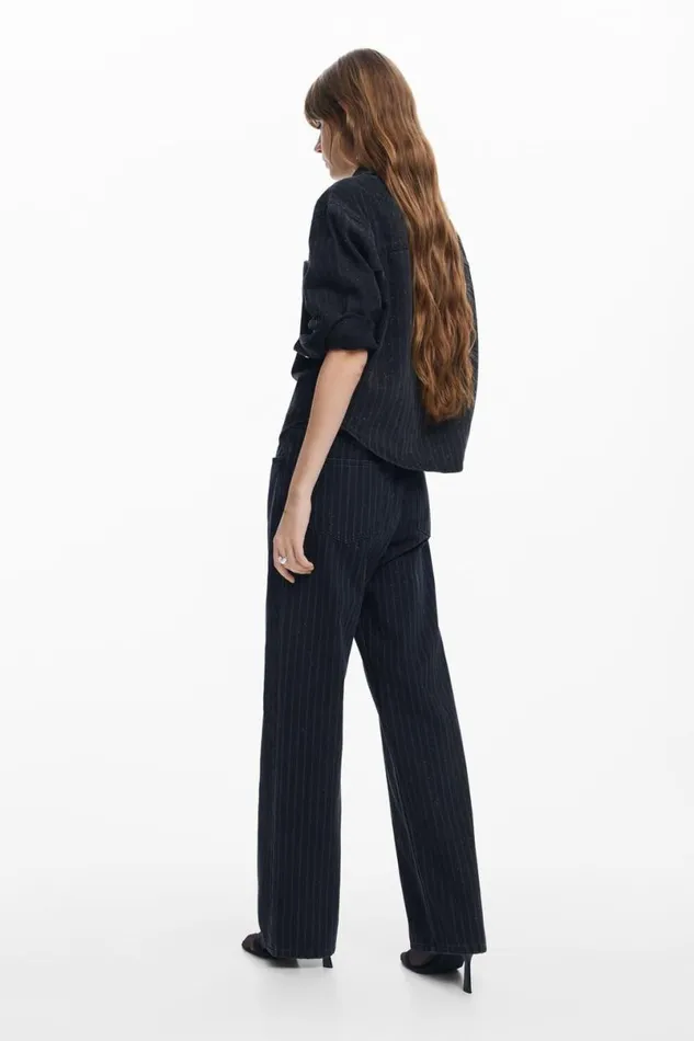 Women Trousers Desigual Straight Jeans With Topstitching
