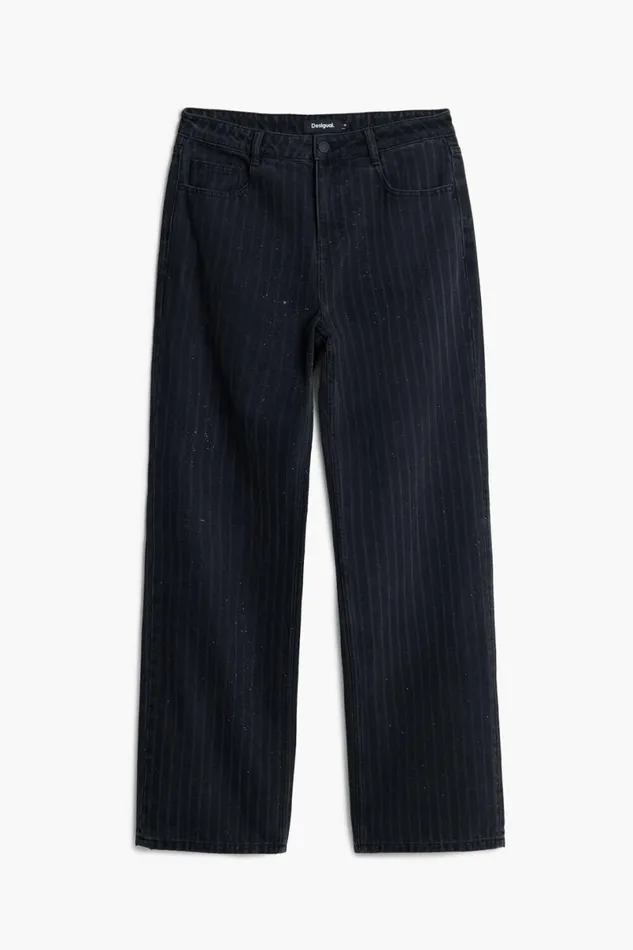 Women Trousers Desigual Straight Jeans With Topstitching