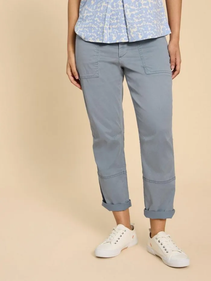Women TROUSERS White Stuff Blaire Cotton Blend Trouser Mid Blue Women TROUSERS White Stuff Blaire Cotton Blend Trouser Mid Blue